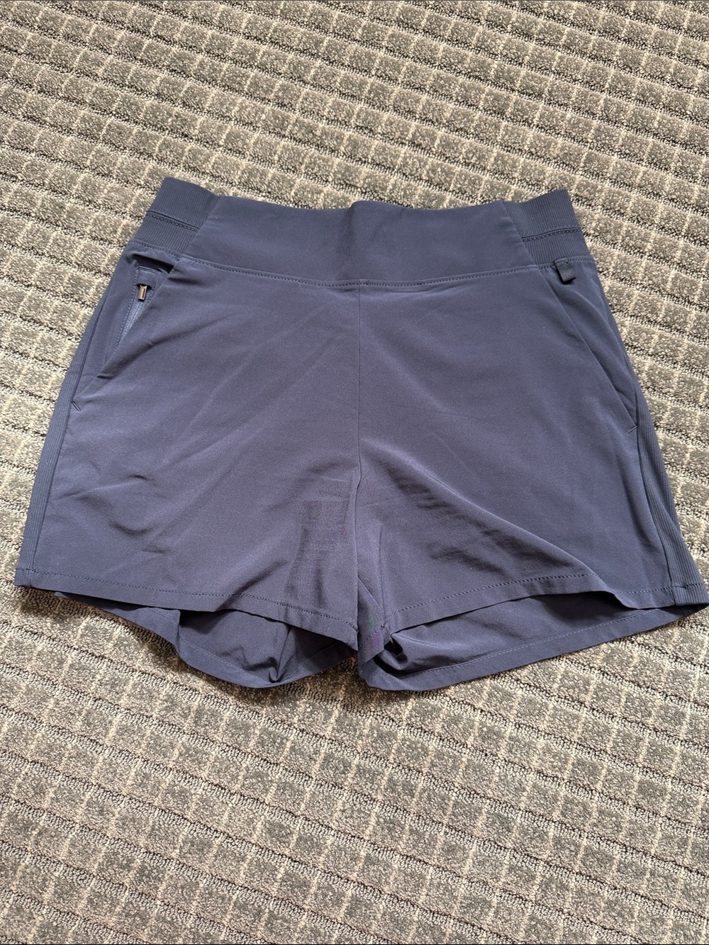 Athleta Navy High-Rise Performance Shorts with Zipper Pocket